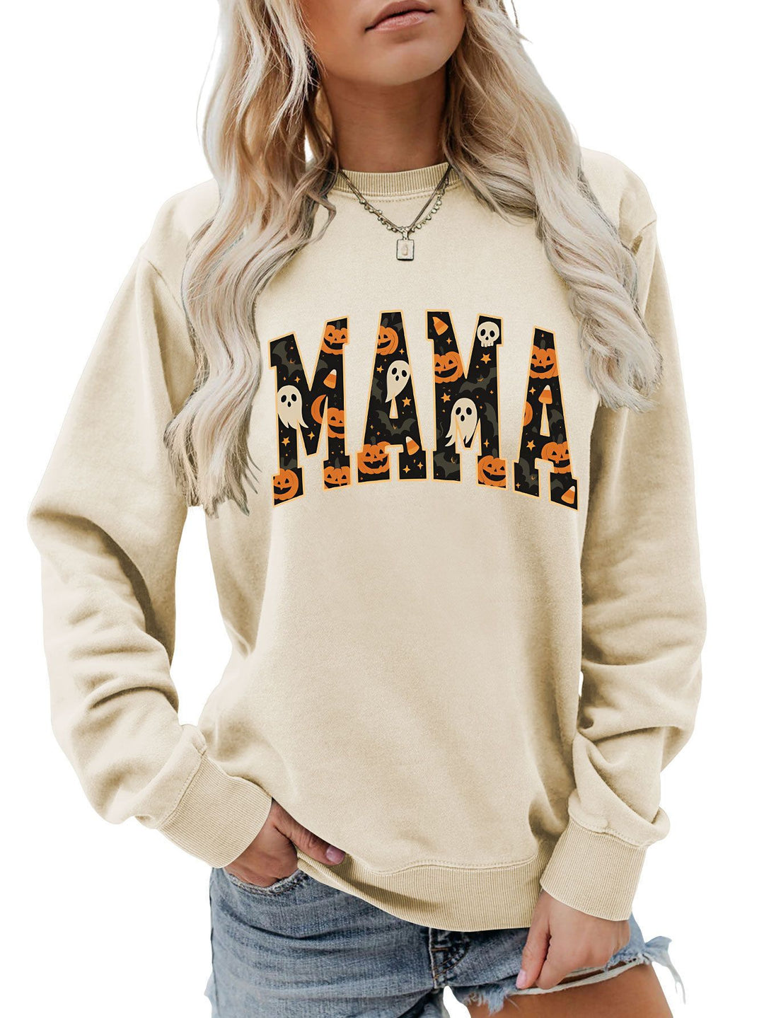 Kvinnors sweatshirt med rolig Halloween-design och bekväm passform Mirla-Eva Jonsson