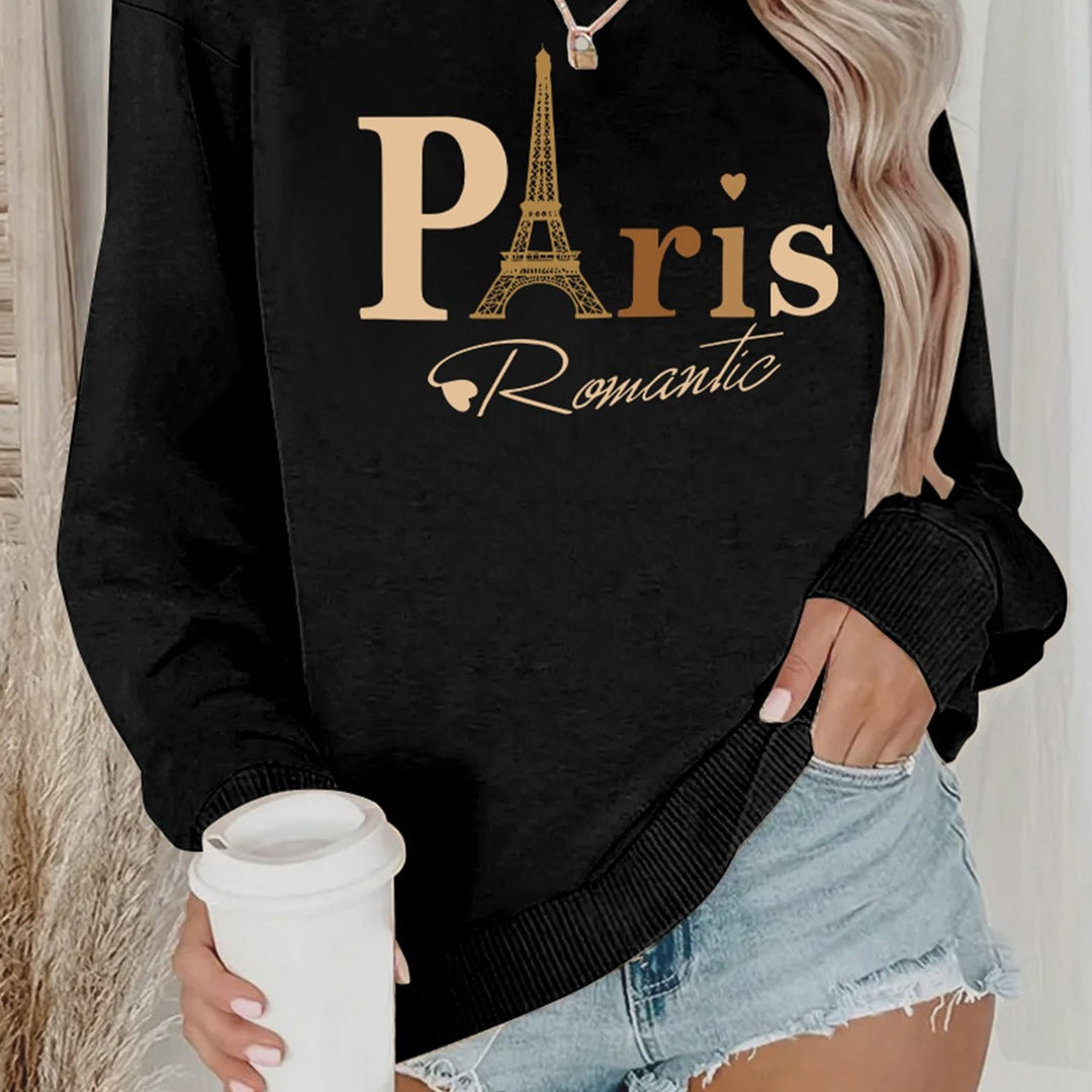 Kvinnors sweatshirt med romantisk Paris-design Mirla-Eva Jonsson