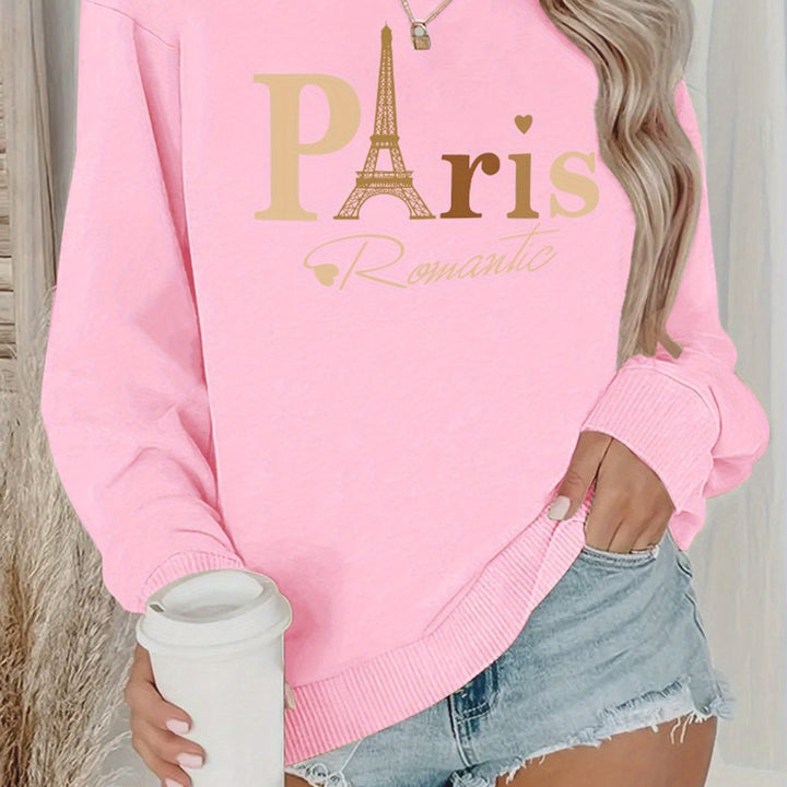 Kvinnors sweatshirt med romantisk Paris-design Mirla-Eva Jonsson