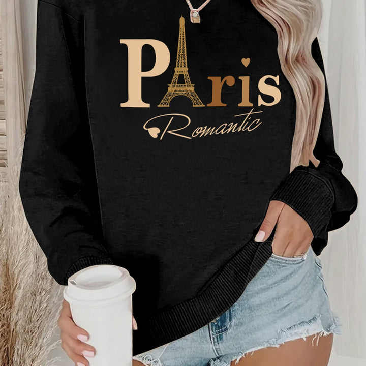 Kvinnors sweatshirt med romantisk Paris-design Mirla-Eva Jonsson