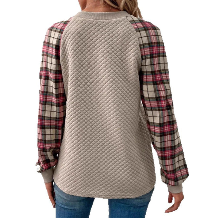 Kvinnors sweatshirt med rutstruktur och rutiga ärmar Mirla-Eva Jonsson