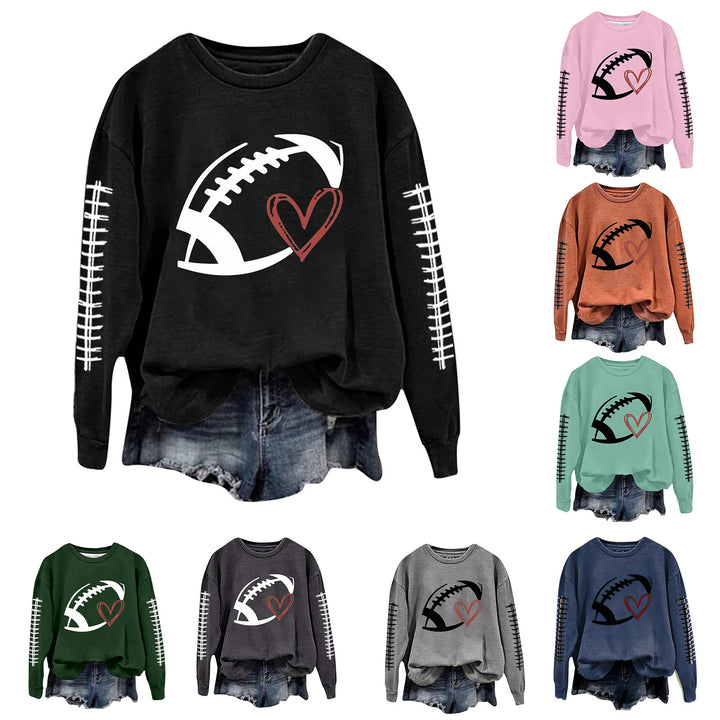 Kvinnors sweatshirt med sportigt fotbolls motiv och avslappnad passform Mirla-Eva Jonsson