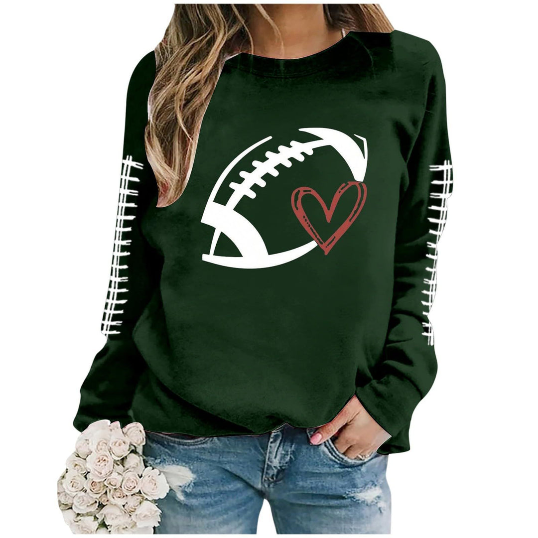 Kvinnors sweatshirt med sportigt fotbolls motiv och avslappnad passform Mirla-Eva Jonsson