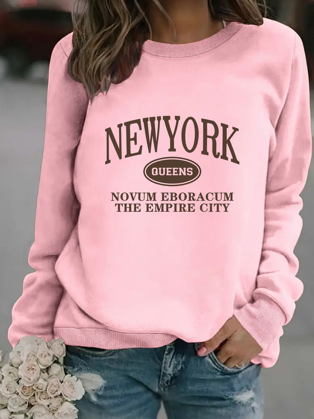 Kvinnors sweatshirt med stiligt New Yorker-tryck Mirla-Eva Jonsson