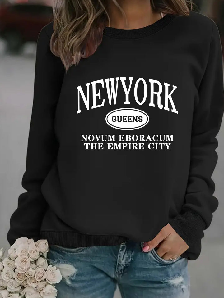 Kvinnors sweatshirt med stiligt New Yorker-tryck Mirla-Eva Jonsson