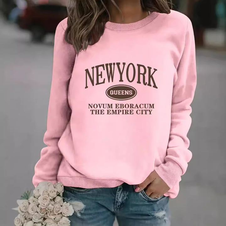 Kvinnors sweatshirt med stiligt New Yorker-tryck Mirla-Eva Jonsson