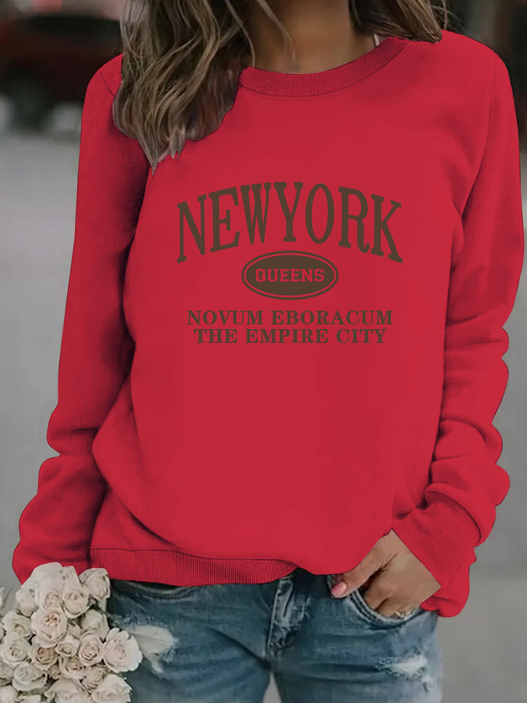 Kvinnors sweatshirt med stiligt New Yorker-tryck Mirla-Eva Jonsson