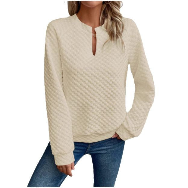 Kvinnors sweatshirt med texturerad quiltad design och moderiktig halsringning Mirla-Eva Jonsson