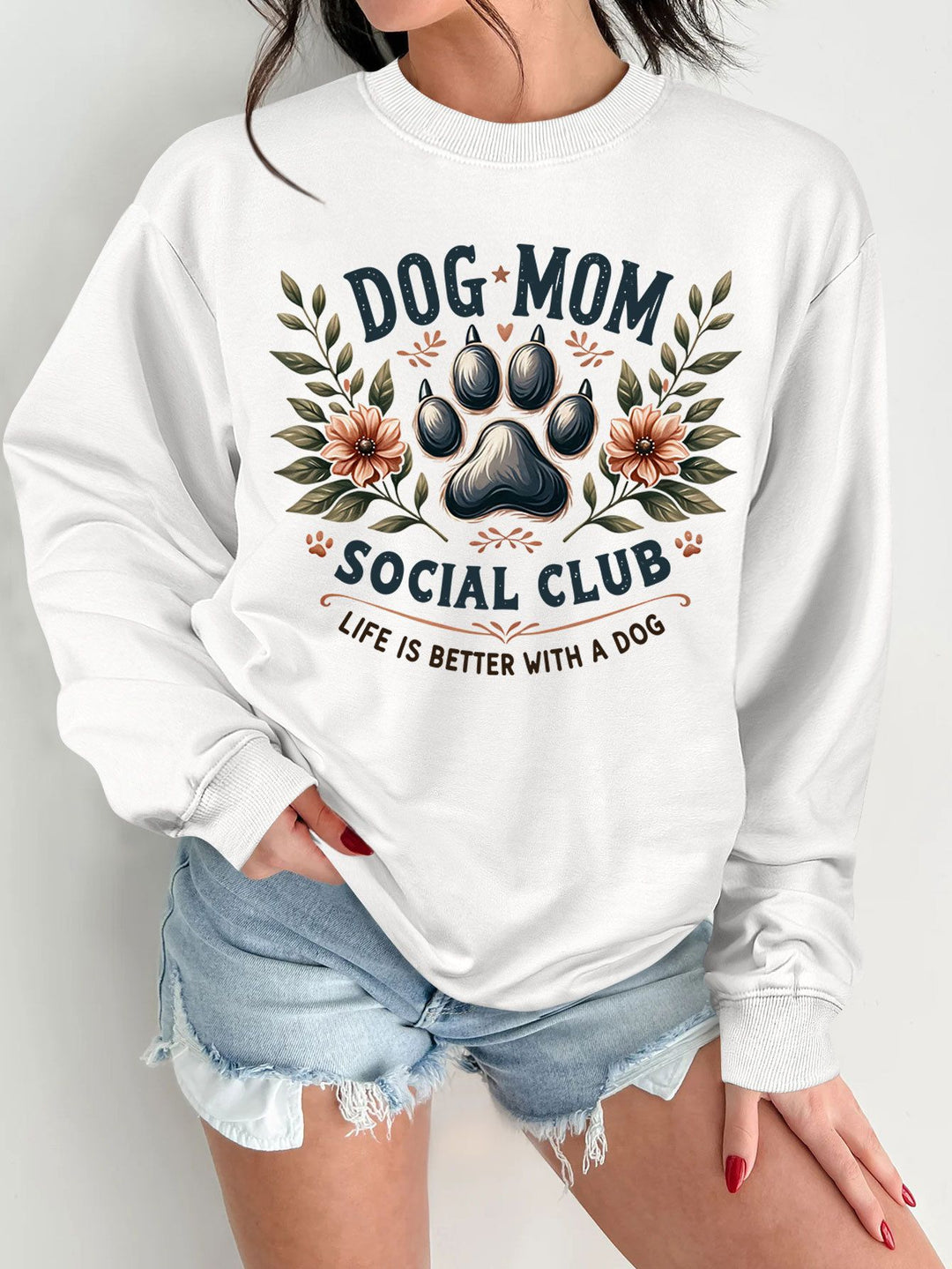 Kvinnors sweatshirt med trendigt hundmotiv och förbättrad tryck Mirla-Eva Jonsson