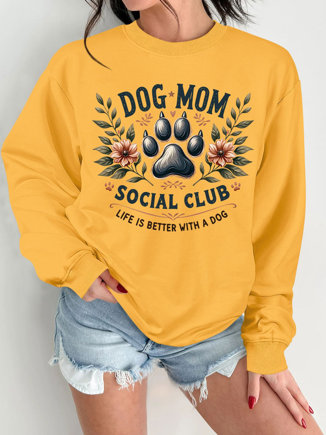 Kvinnors sweatshirt med trendigt hundmotiv och förbättrad tryck Mirla-Eva Jonsson