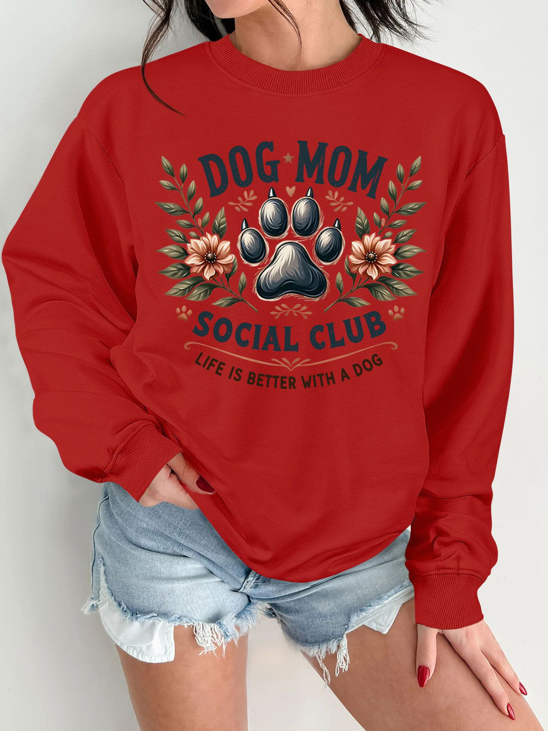 Kvinnors sweatshirt med trendigt hundmotiv och förbättrad tryck Mirla-Eva Jonsson