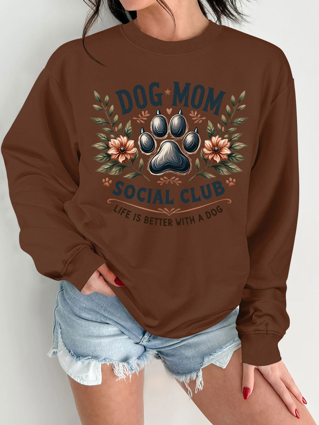 Kvinnors sweatshirt med trendigt hundmotiv och förbättrad tryck Mirla-Eva Jonsson