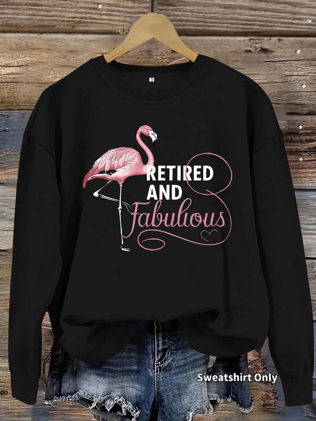 Kvinnors sweatshirt med unikt flamingo-mönster och inspirerande tryck Mirla-Eva Jonsson