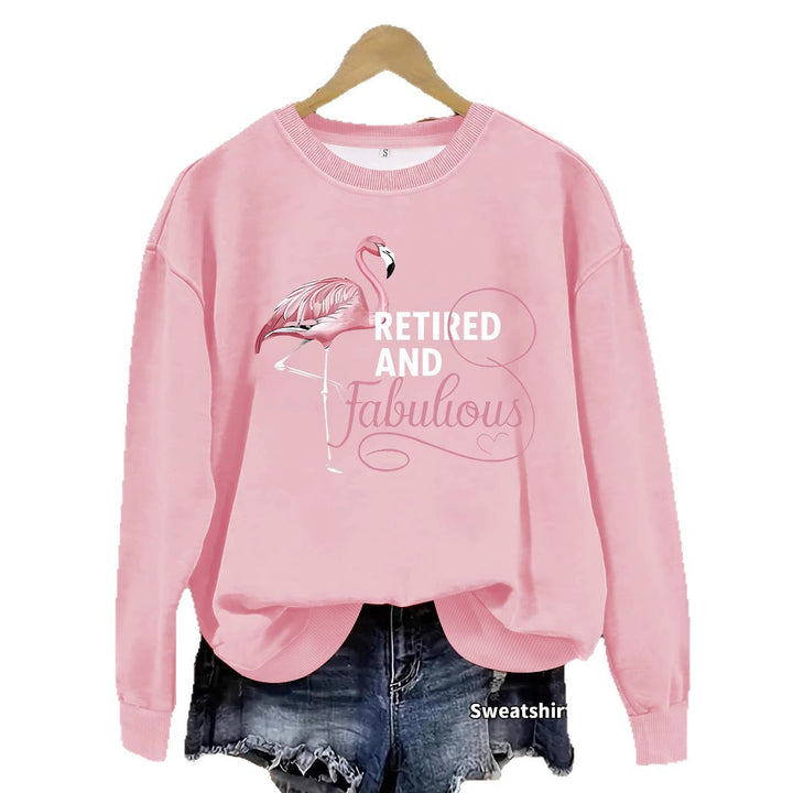 Kvinnors sweatshirt med unikt flamingo-mönster och inspirerande tryck Mirla-Eva Jonsson