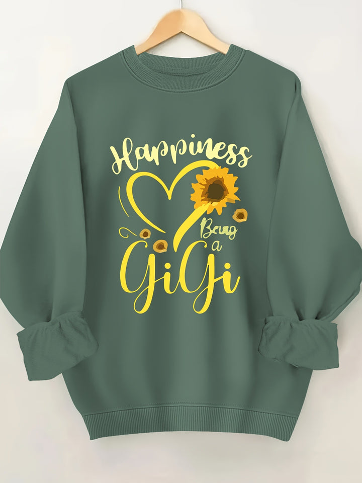 Kvinnors sweatshirt med voluminösa ärmar och glad motiv Mirla-Eva Jonsson