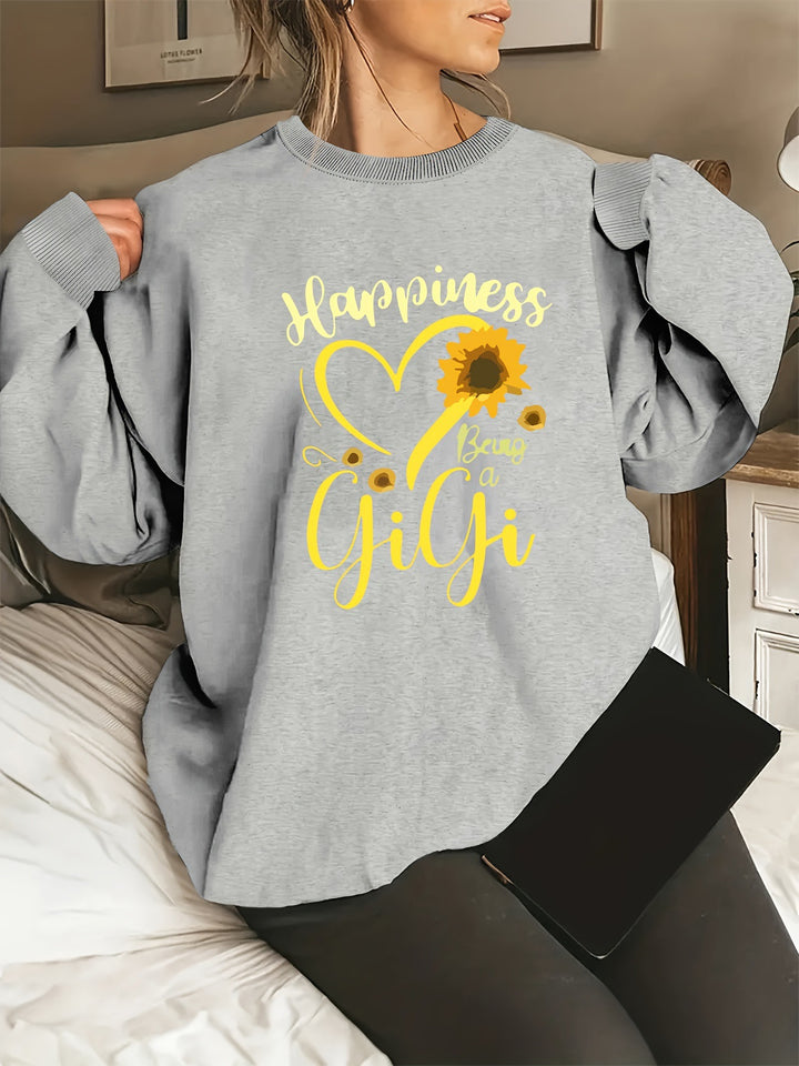 Kvinnors sweatshirt med voluminösa ärmar och glad motiv Mirla-Eva Jonsson