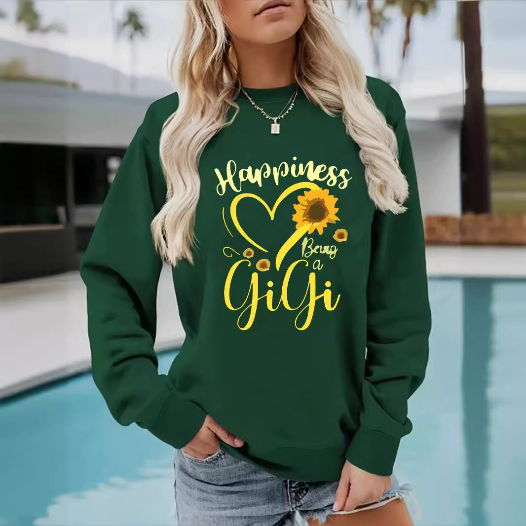 Kvinnors sweatshirt med voluminösa ärmar och glad motiv Mirla-Eva Jonsson