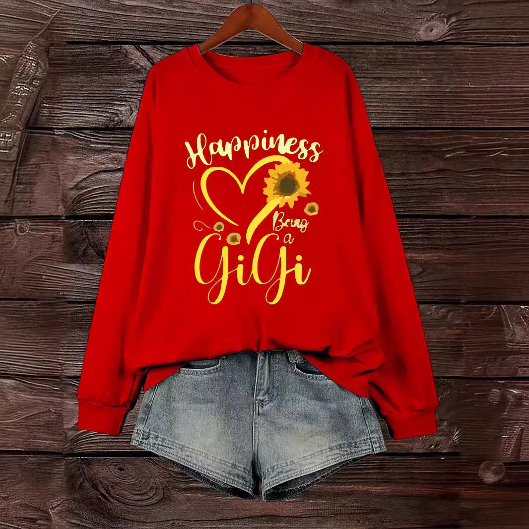 Kvinnors sweatshirt med voluminösa ärmar och glad motiv Mirla-Eva Jonsson