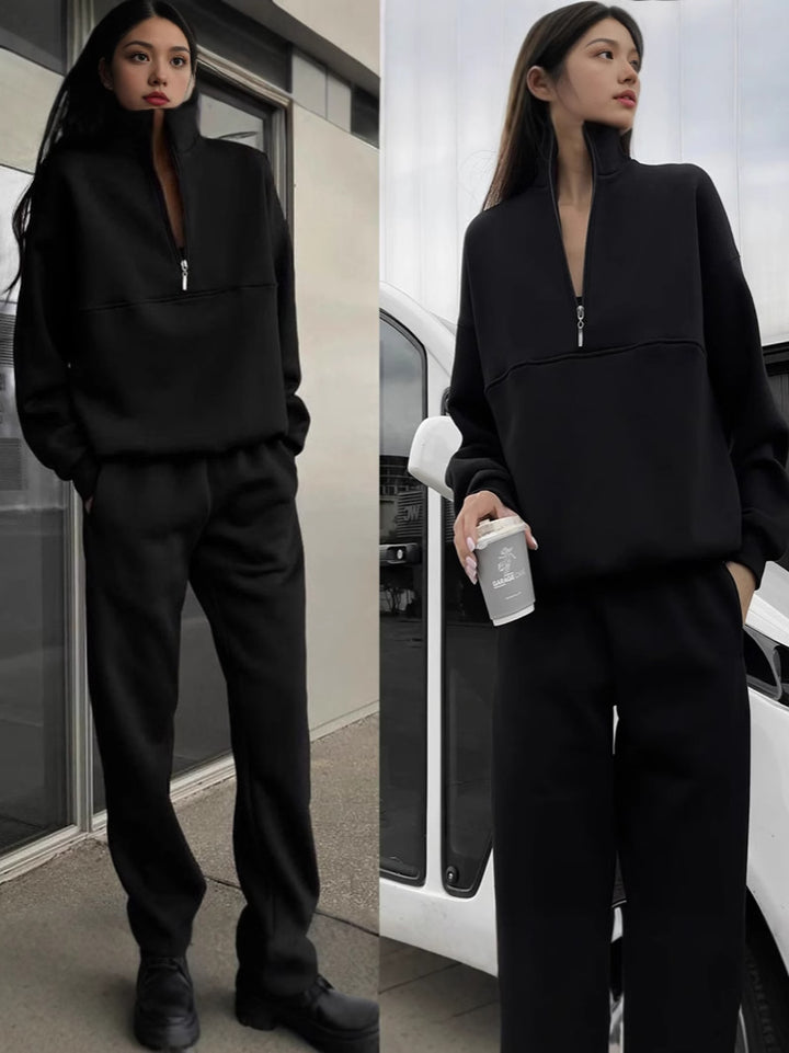 Kvinnors sweatshirt och joggingbyxor set med modern ståkrage Mirla-Eva Jonsson