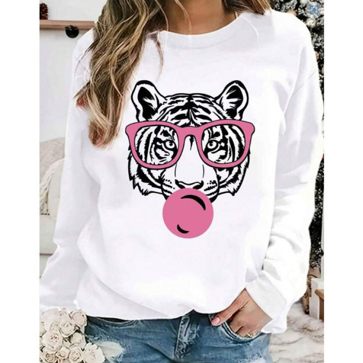 Kvinnors sweatshirts med kreativ tiger grafisk design Mirla-Eva Jonsson