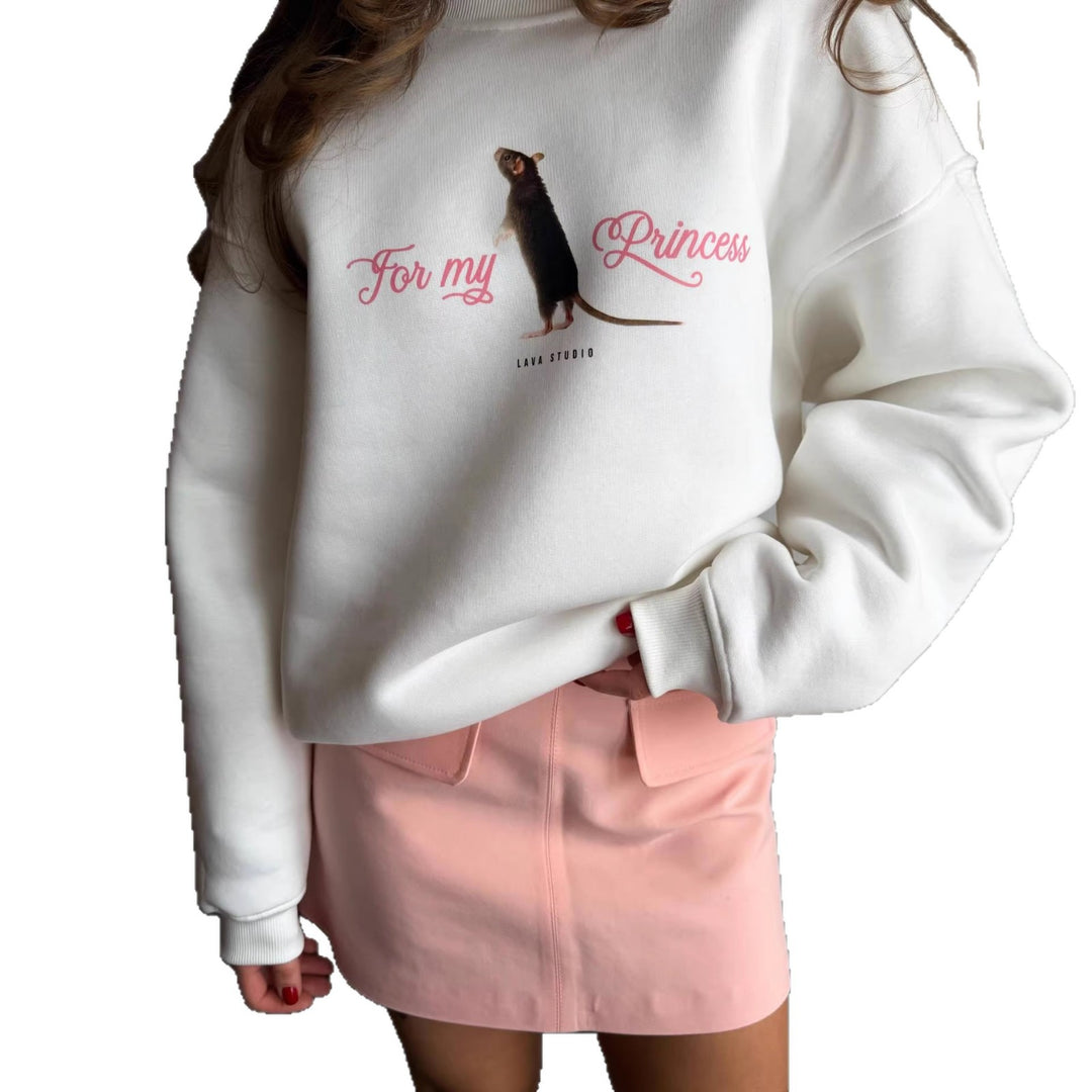 Kvinnors sweatshirts med originalt djurmotiv och unik text Mirla-Eva Jonsson