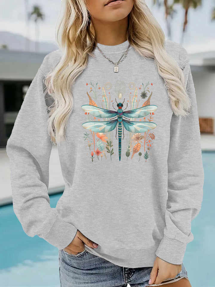 Kvinnors sweatshirts med unik trollslända tryck och botanisk design Mirla-Eva Jonsson