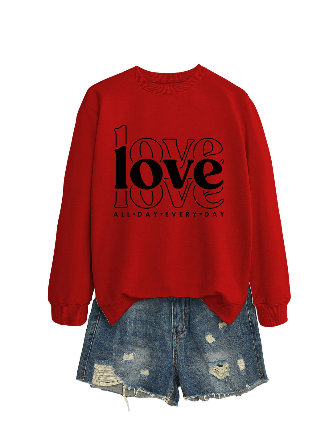 Kvinnors sweatshirts med voluminösa ärmar och modern kärlekstryck Mirla-Eva Jonsson