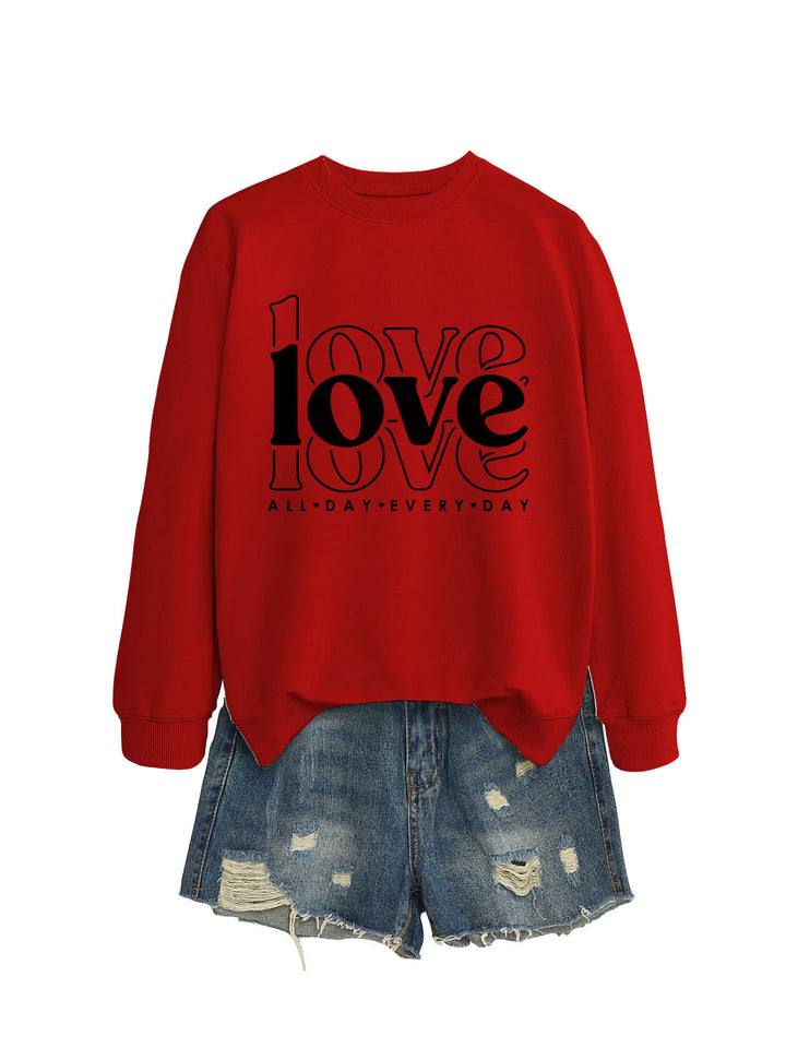 Kvinnors sweatshirts med voluminösa ärmar och modern kärlekstryck Mirla-Eva Jonsson