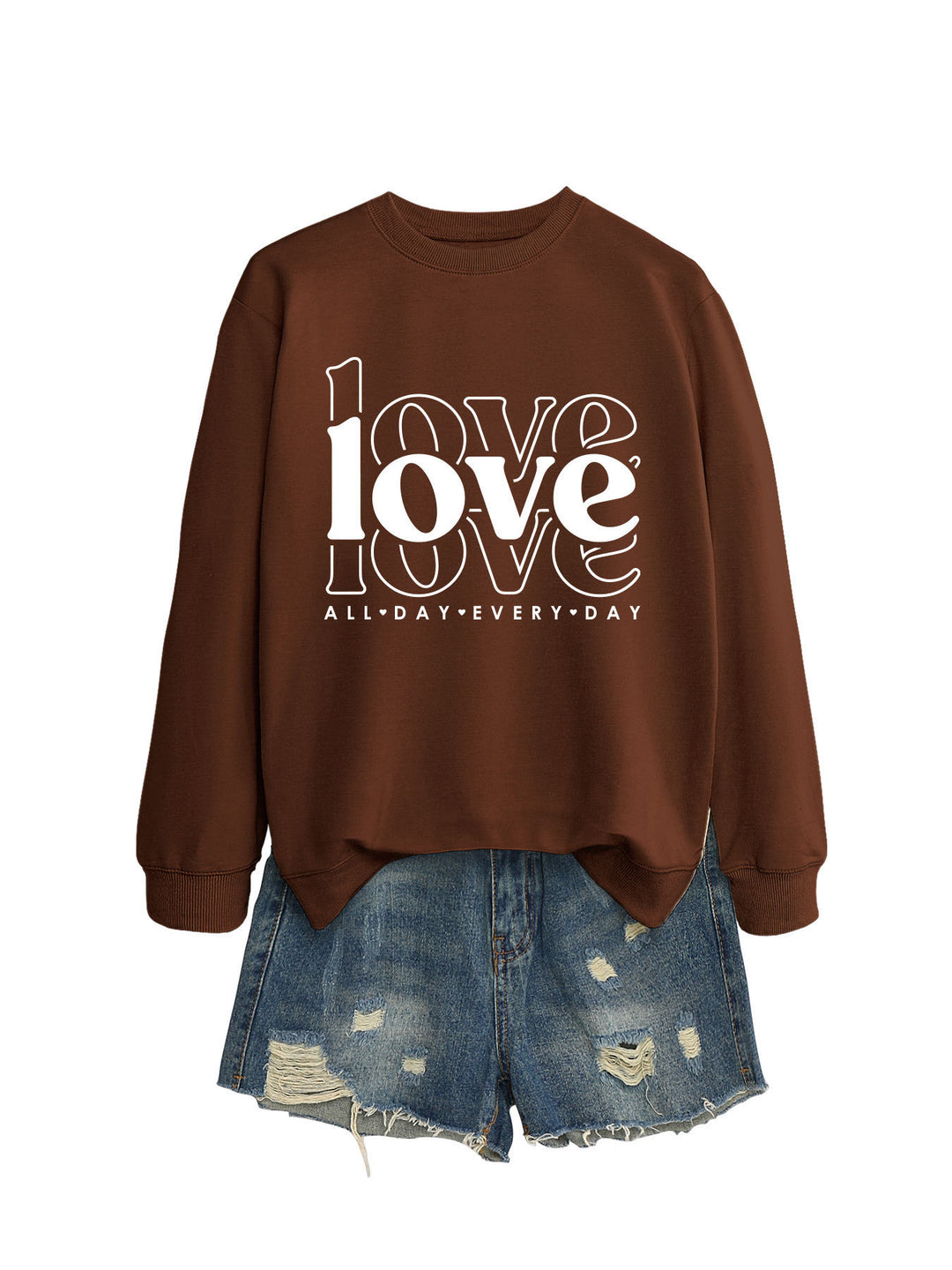 Kvinnors sweatshirts med voluminösa ärmar och modern kärlekstryck Mirla-Eva Jonsson