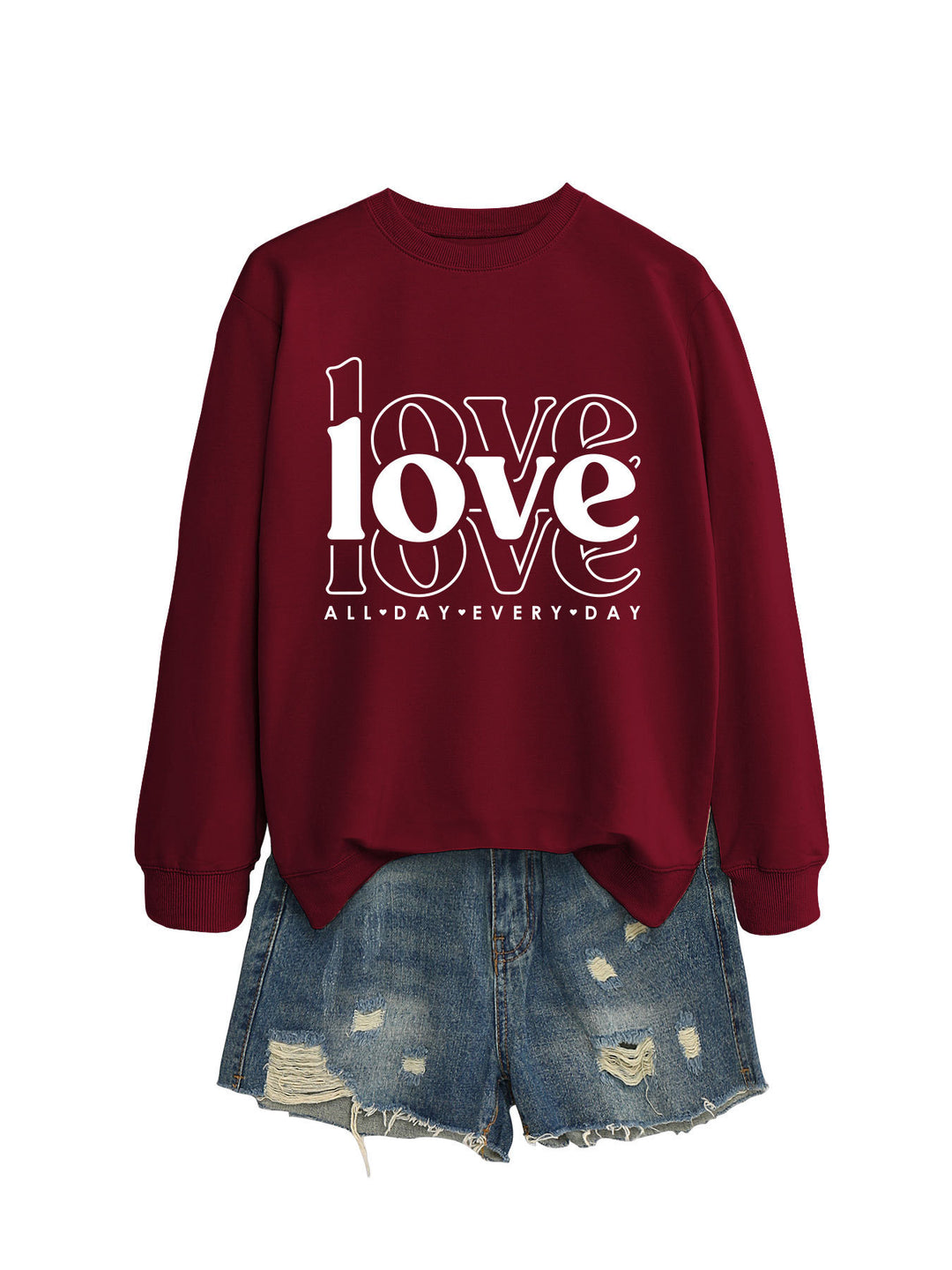 Kvinnors sweatshirts med voluminösa ärmar och modern kärlekstryck Mirla-Eva Jonsson