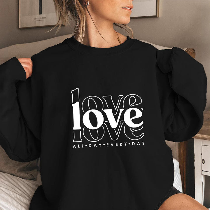 Kvinnors sweatshirts med voluminösa ärmar och modern kärlekstryck Mirla-Eva Jonsson