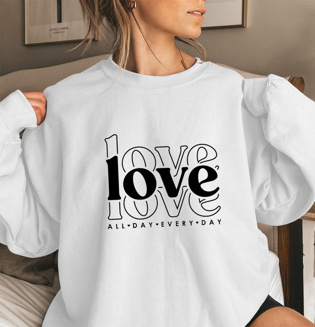 Kvinnors sweatshirts med voluminösa ärmar och modern kärlekstryck Mirla-Eva Jonsson