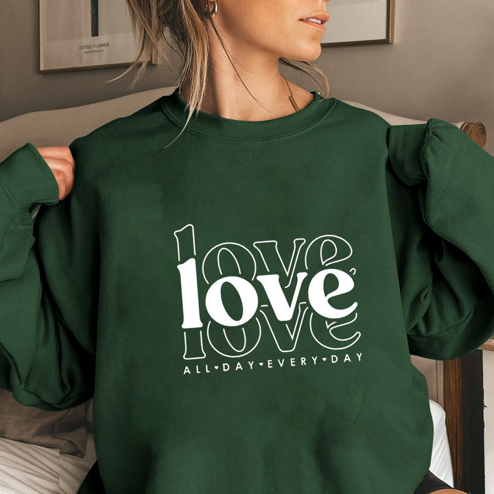 Kvinnors sweatshirts med voluminösa ärmar och modern kärlekstryck Mirla-Eva Jonsson