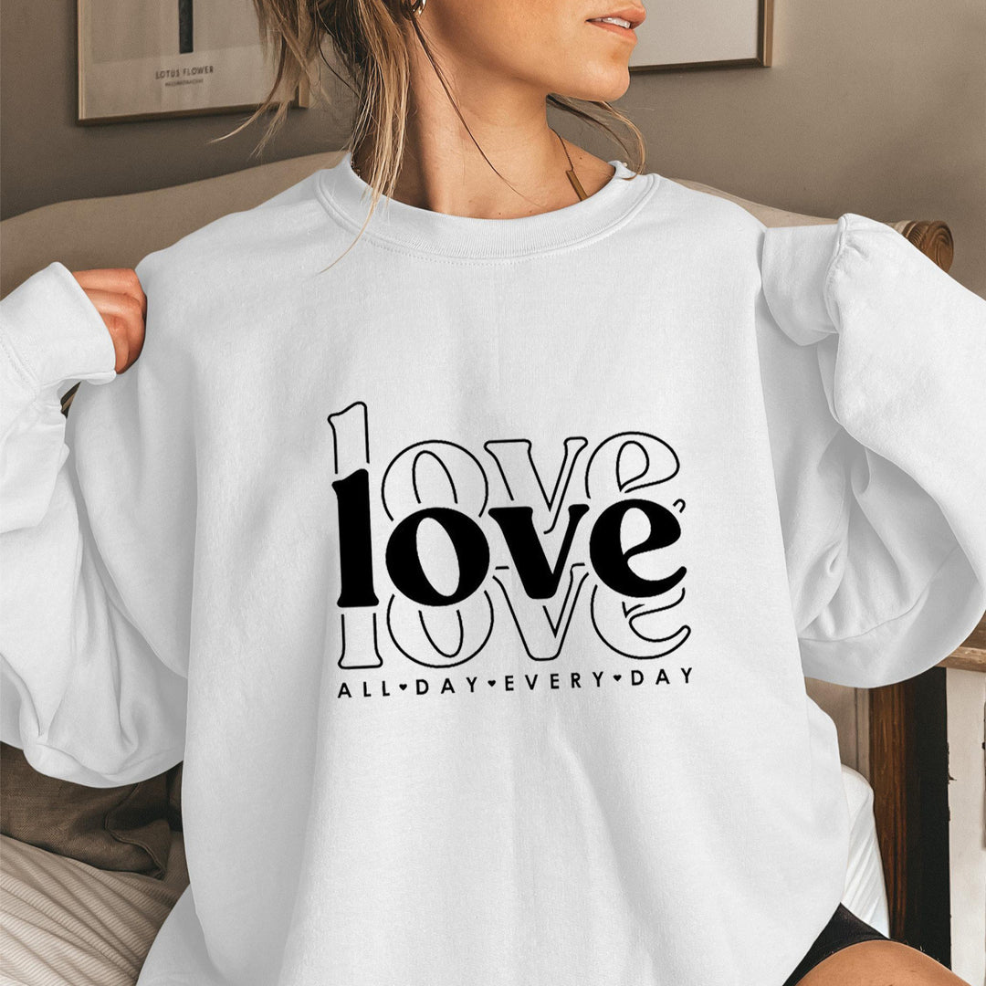 Kvinnors sweatshirts med voluminösa ärmar och modern kärlekstryck Mirla-Eva Jonsson