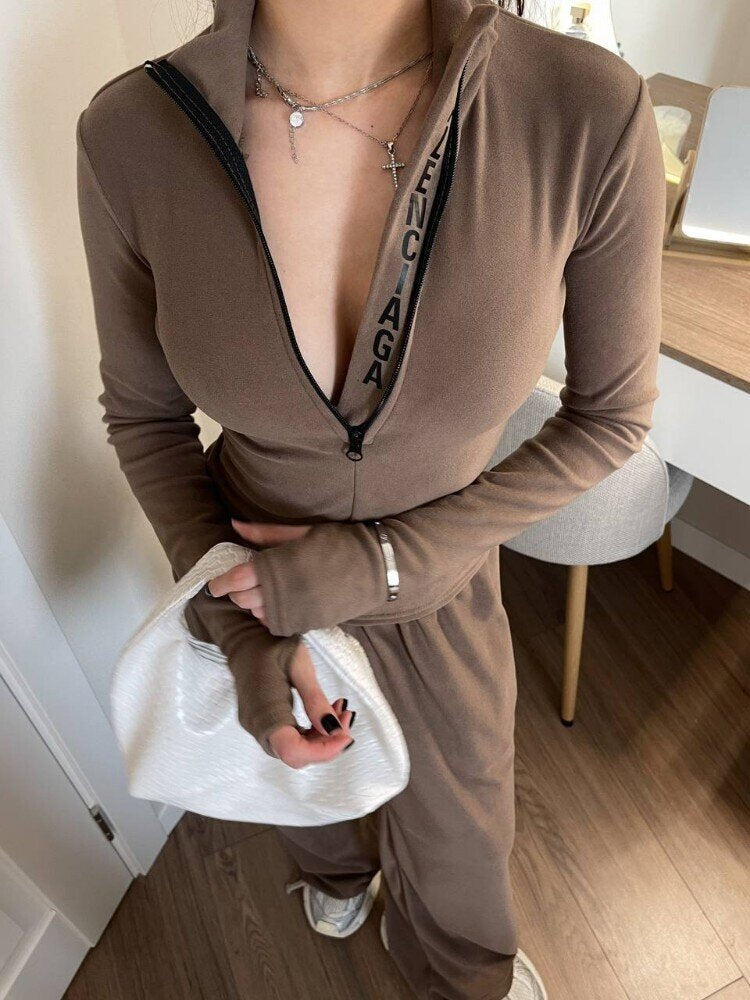 Kvinnors träningsoverall med fashionabel dragkedja och långa ärmar Mirla-Eva Jonsson