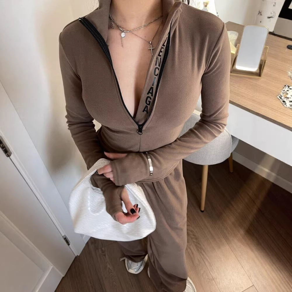 Kvinnors träningsoverall med fashionabel dragkedja och långa ärmar Mirla-Eva Jonsson