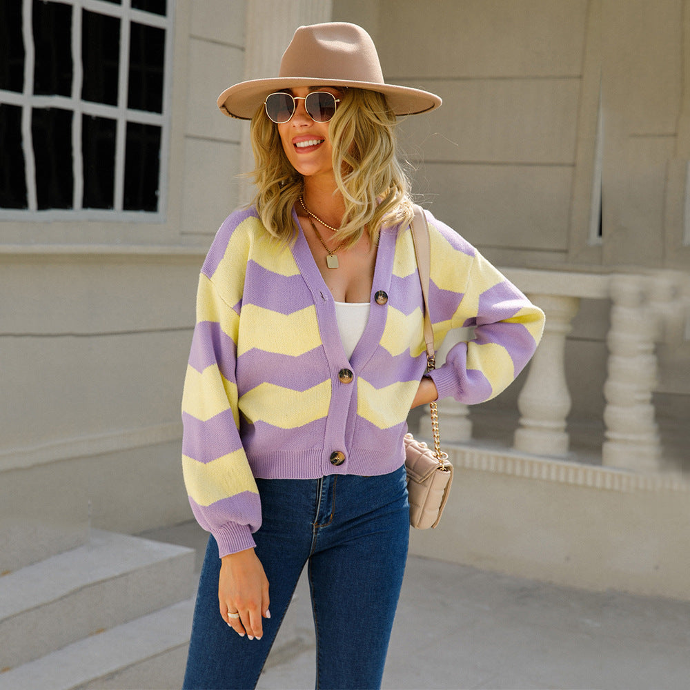 Kvinnors trendiga cardigan med zigzag-mönster Mirla-Eva Jonsson