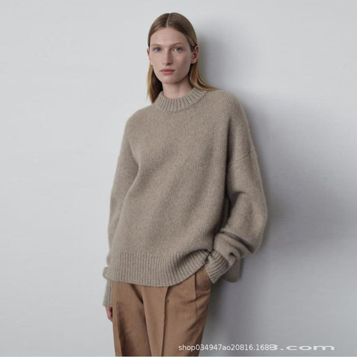 Kvinnors trendiga chunky stickad pullover med överdimensionerade ärmar Mirla-Eva Jonsson