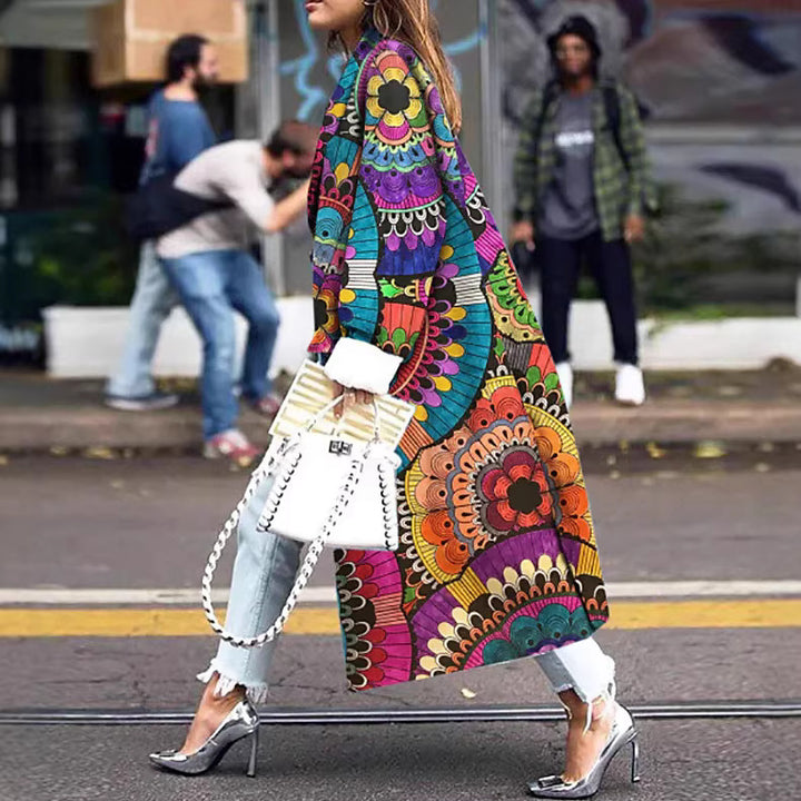 Kvinnors trendiga kimono med färgglad mandalamönster-Eva Jonsson