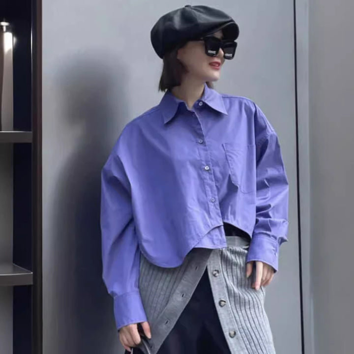 Kvinnors trendiga kortärmad blus med oversized passform Mirla-Eva Jonsson