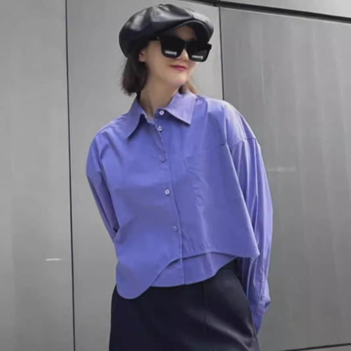Kvinnors trendiga kortärmad blus med oversized passform Mirla-Eva Jonsson