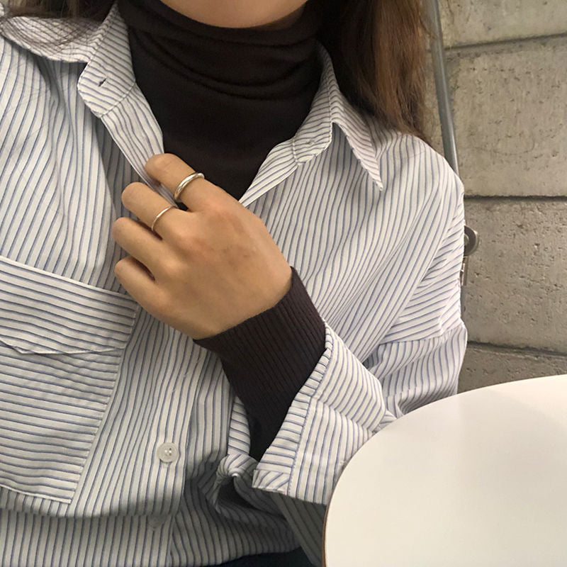 Kvinnors trendiga långärmad blus med ränder Mirla-Eva Jonsson
