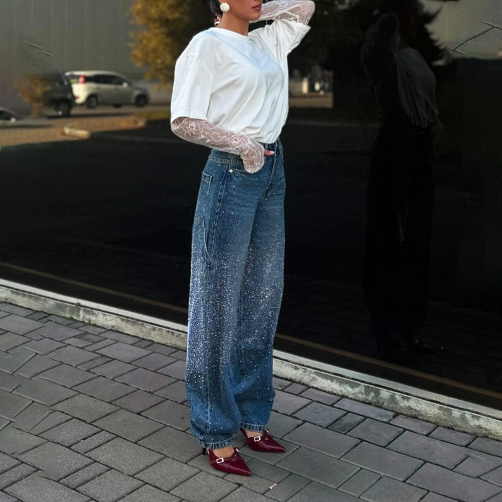 Kvinnors trendiga oversized T-shirt med spetsärmar Mirla-Eva Jonsson
