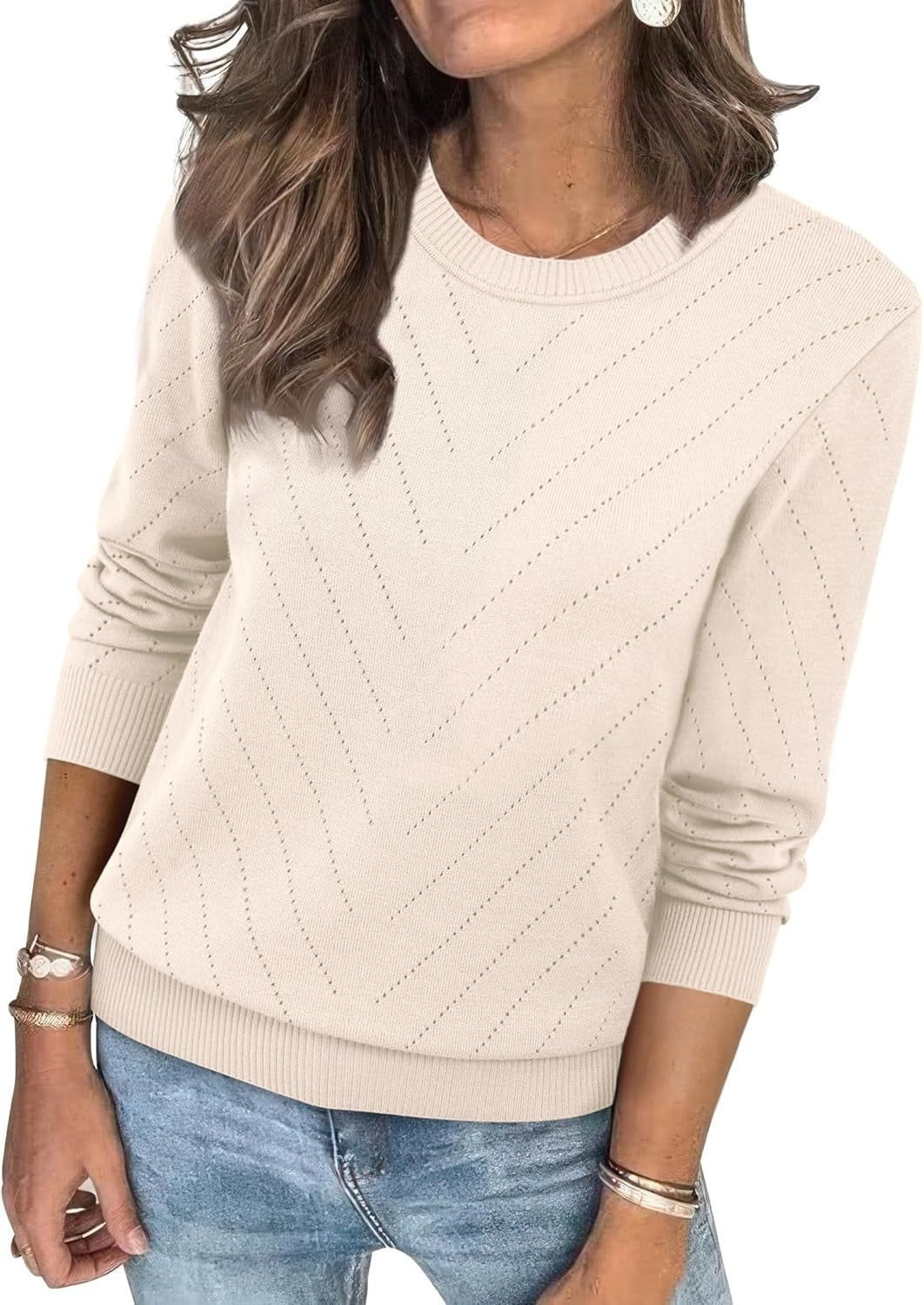 Kvinnors trendiga stickade pullover med dekorativt diamantmönster Mirla-Eva Jonsson