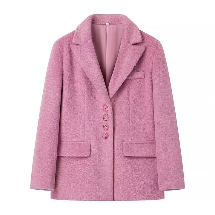 Kvinnors trendiga teddyblazer med elegant knappslå Mirla-Eva Jonsson