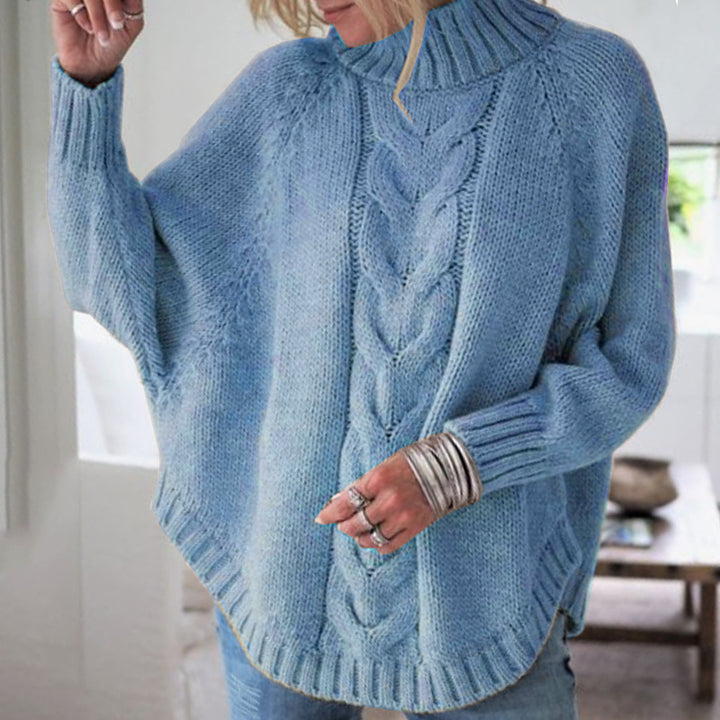 Kvinnors tröja med hög krage och kabeldesign Mirla-Eva Jonsson