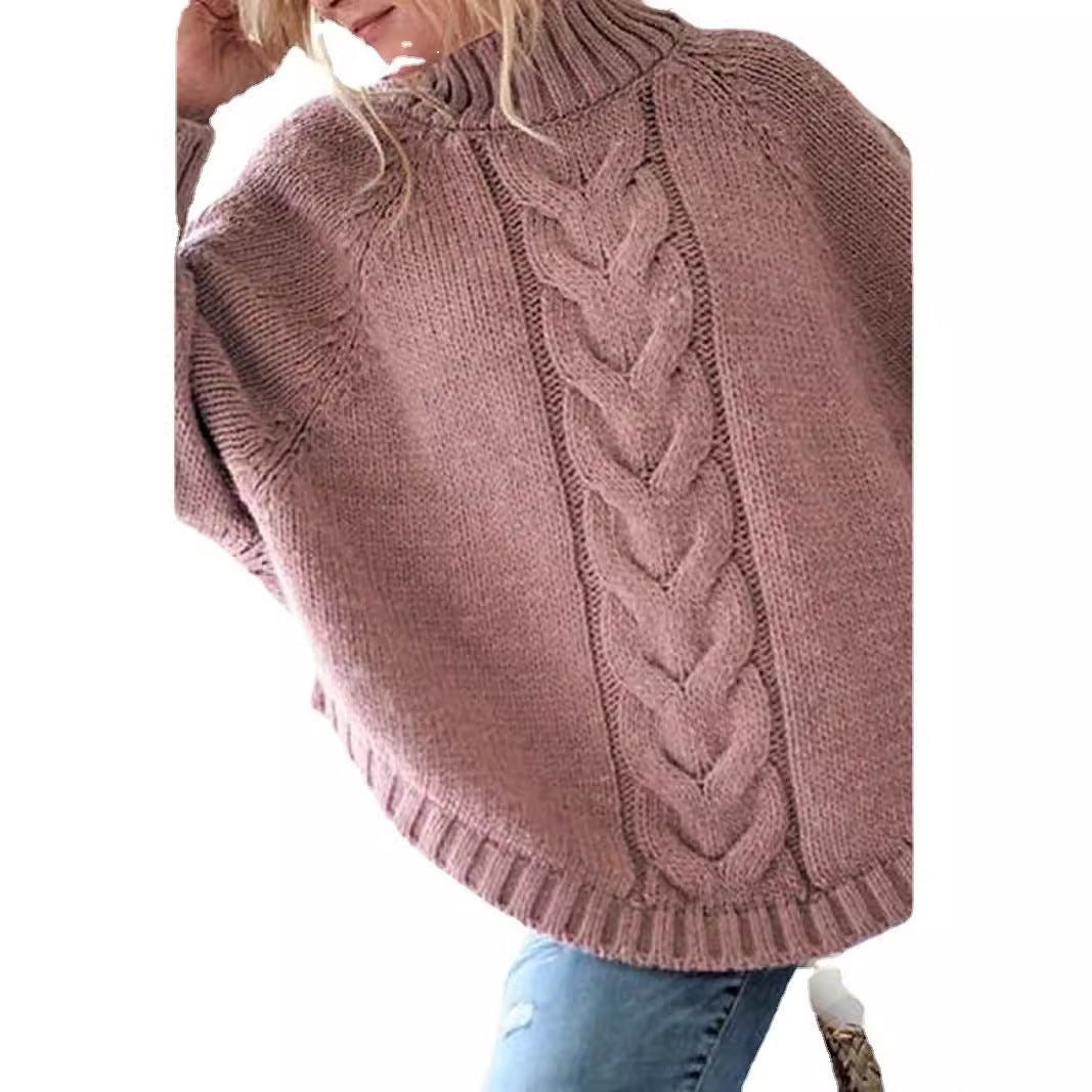 Kvinnors tröja med hög krage och kabeldesign Mirla-Eva Jonsson