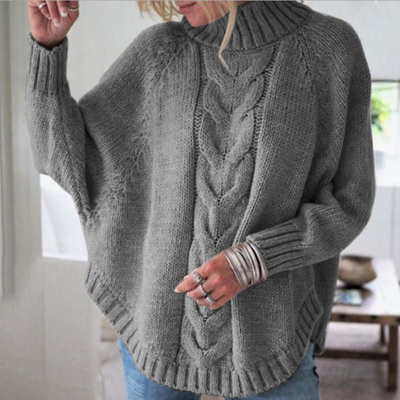 Kvinnors tröja med hög krage och kabeldesign Mirla-Eva Jonsson
