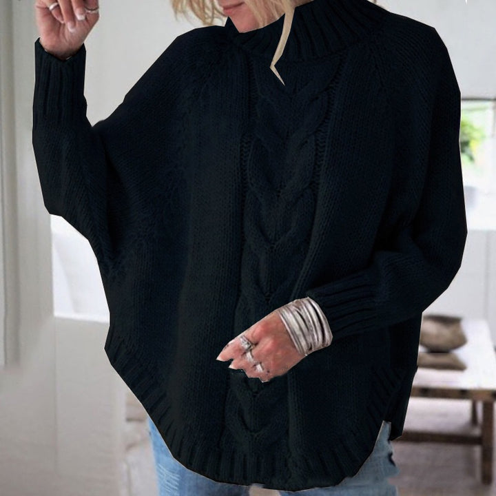 Kvinnors tröja med hög krage och kabeldesign Mirla-Eva Jonsson
