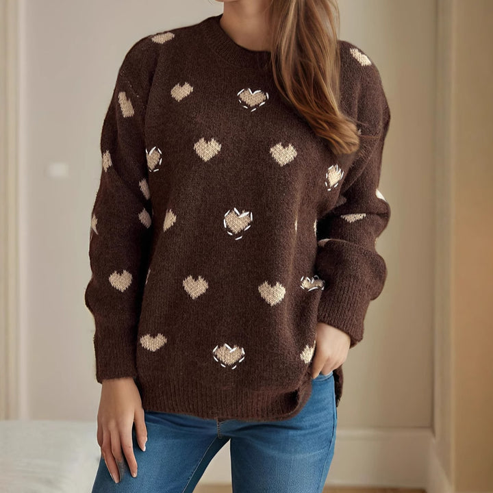 Kvinnors tröja med lekfullt hjärtdesign och mjuk textur Mirla-Eva Jonsson
